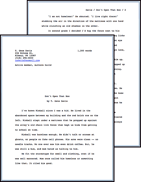 Standard Manuscript Format All Writing   Sample Manuscript 